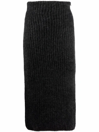 Shop Fendi High-waisted Knit Pencil Skirt In Schwarz