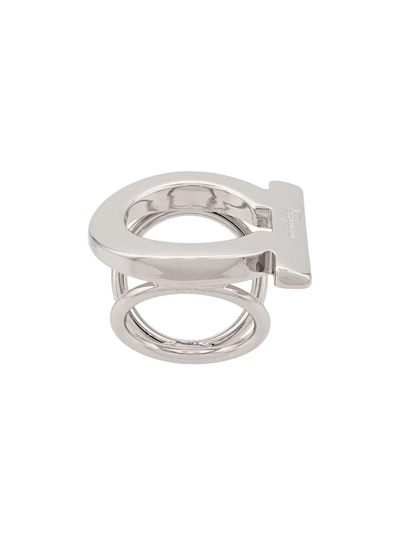 Shop Ferragamo Logo Ring In Silver