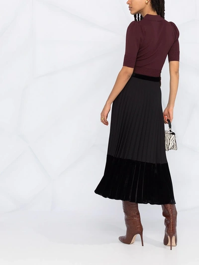 Shop Sandro Velna Velvet Panelled Mid-length Skirt In Black