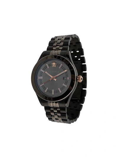 Shop Versace Hellenyium 42 Mm Watch In Black