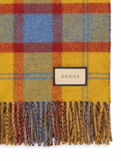 Shop Gucci Double-sided Wool Blanket In Yellow