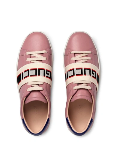Shop Gucci Ace Sneaker With  Stripe In Pink