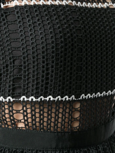 Shop Self-portrait Long Mesh Knit Dress In Black