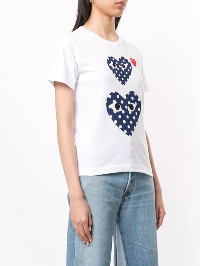 Shop Comme Des Garçons Play Heart-print Crew Neck T-shirt In White