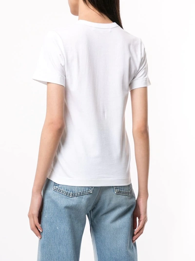 Comme Des Garçons Play Double Polka Dot Heart Patch T-shirt In White