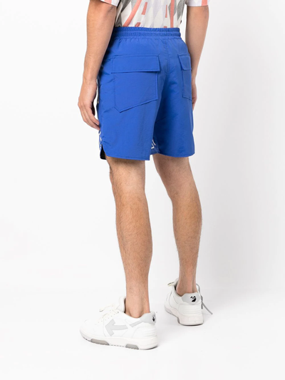 Shop Rhude Logo-print Track Shorts In Blue
