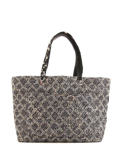 Pre-owned Chanel 2005 Cambon Line Tweed Tote Bag In Black