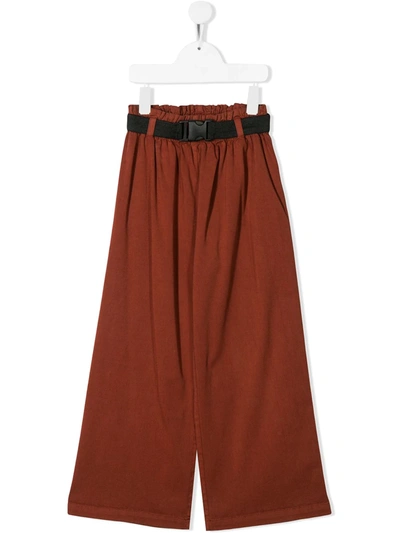 Shop Andorine Loose-fit Flared Trousers In Brown