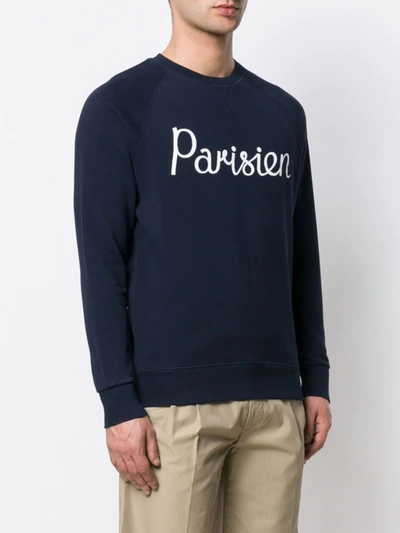 Shop Maison Kitsuné Parisien Print Sweatshirt In Blue