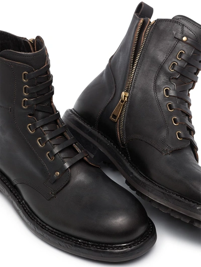 Dolce & Gabbana Black Lace Up Mid Calf Boots Men Shoes In Black