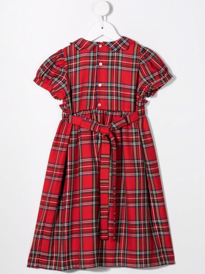 Shop Siola Tartan-print Tie-fastening Dress In Red