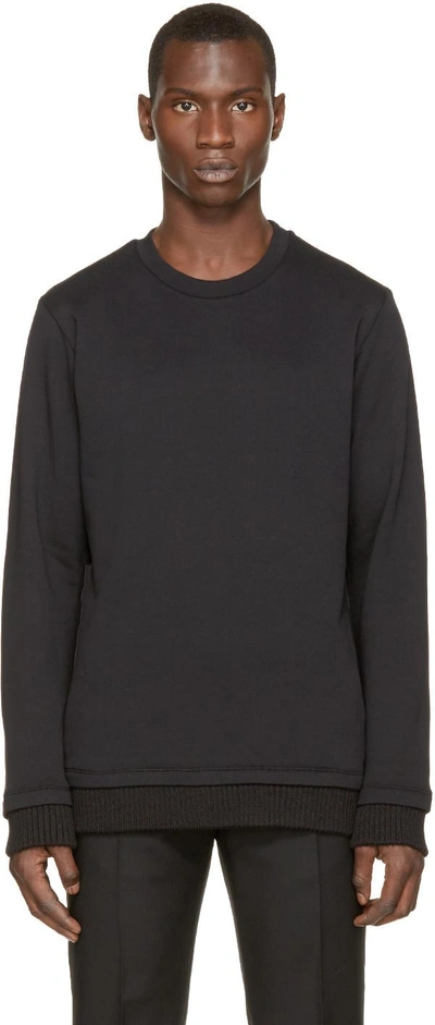 Shop Ann Demeulemeester Black Knit Trim Sweatshirt