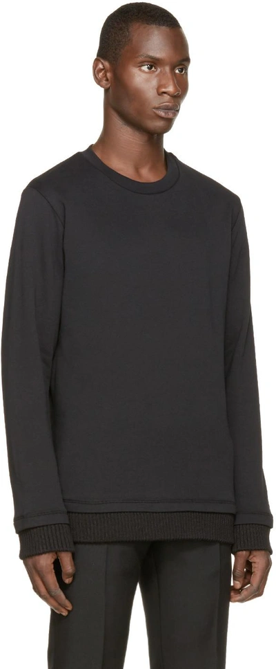 Shop Ann Demeulemeester Black Knit Trim Sweatshirt