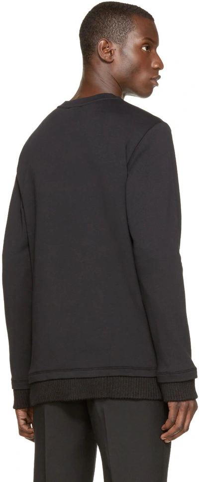 Shop Ann Demeulemeester Black Knit Trim Sweatshirt