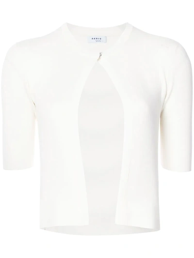 Shop Akris Punto Short-sleeved Cropped Cardigan In White