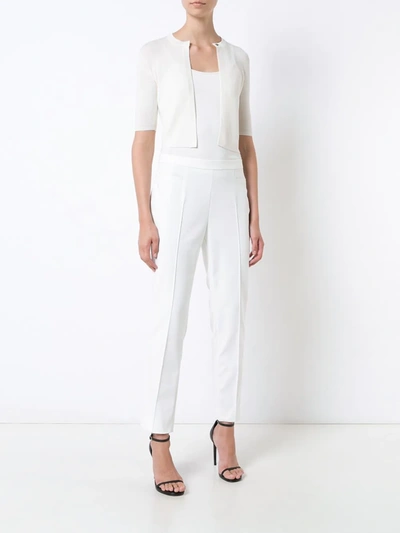 Shop Akris Punto Short-sleeved Cropped Cardigan In White