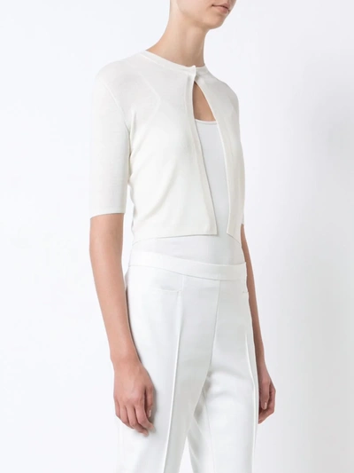 Shop Akris Punto Short-sleeved Cropped Cardigan In White