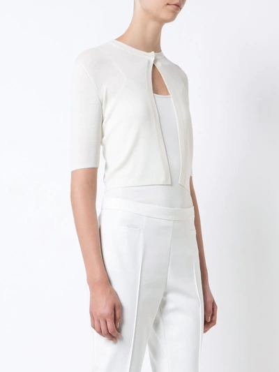 Akris Punto Short-sleeved Cropped Cardigan In White