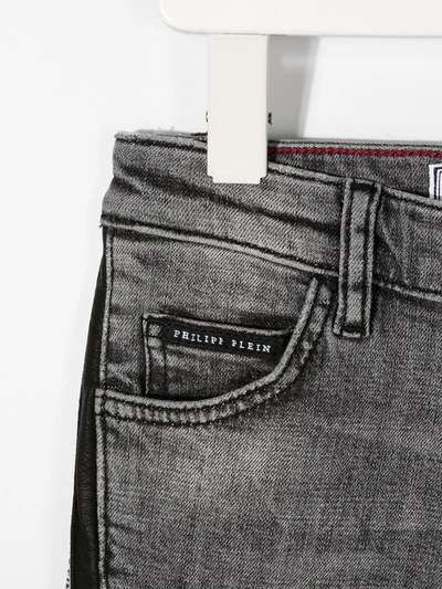 Shop Philipp Plein Junior Iconic Plein Straight-leg Jeans In Grey