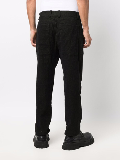 Shop Transit Crinkled-effect Linen-blend Trousers In Schwarz