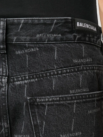 Shop Balenciaga Logo Print Straight-leg Jeans In Black