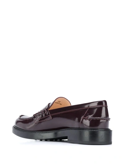 Shop Tod's Leather Penny Loafers In Red