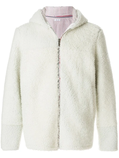 Shop Thom Browne Deerskin Stripe Dyed Shearling Jacket In White