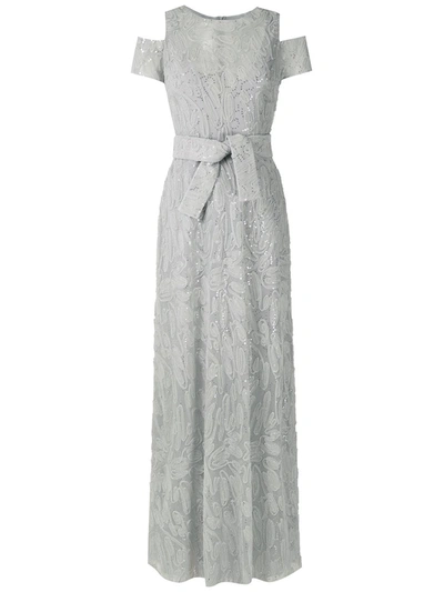 Shop Gloria Coelho Textured Gown In Grey