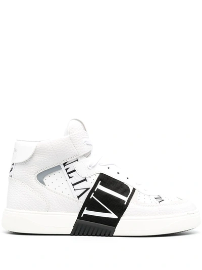 Mid-top Vl7n Leather Sneakers With Bands In White