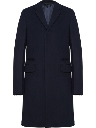 Shop Prada Button-front Coat In Blue
