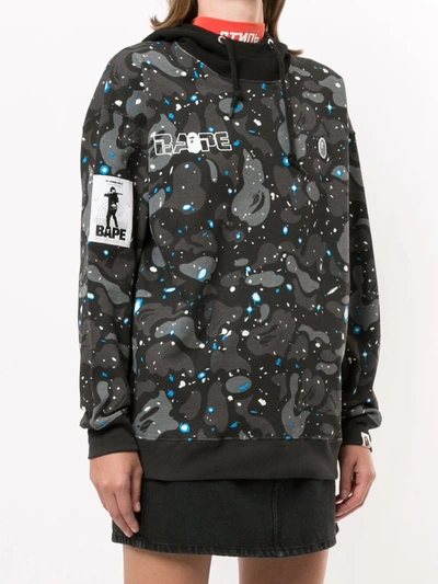 Shop A Bathing Ape Hooded Camouflage-print Sweatshirt In Black