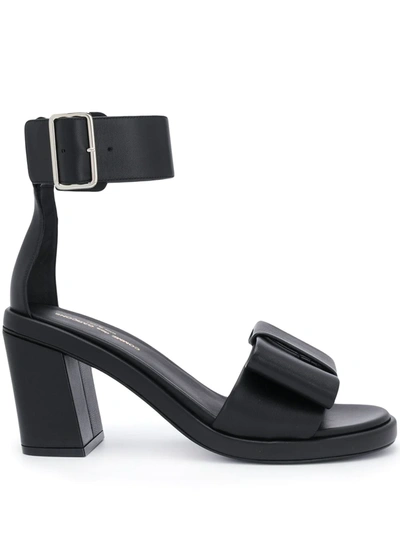 Shop Comme Des Garçons Ankle Strap Bow Sandals In Black