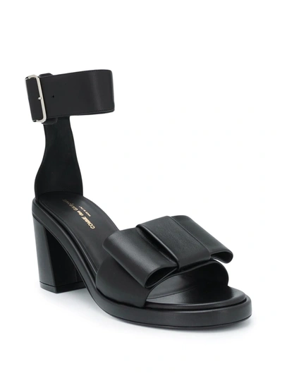 Shop Comme Des Garçons Ankle Strap Bow Sandals In Black