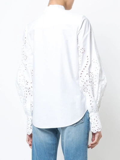Shop Oscar De La Renta Laser-cut Detail Shirt In White