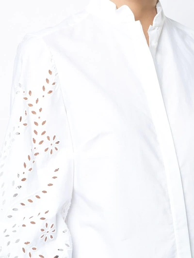 Shop Oscar De La Renta Laser-cut Detail Shirt In White