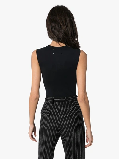 Maison Margiela Logo-patch Sleeveless Jersey Bodysuit In Black