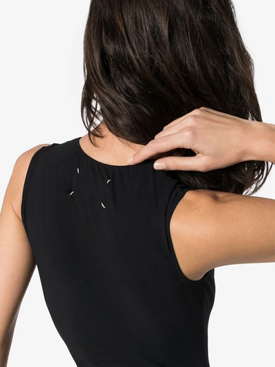 Maison Margiela Logo-patch Sleeveless Jersey Bodysuit In Black