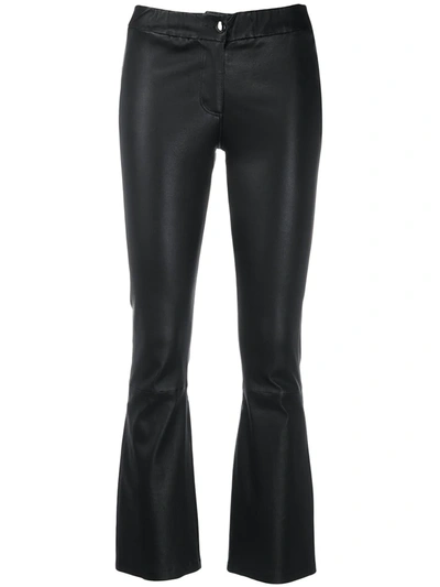 Shop Arma Leather Kick-flare Trousers In Black