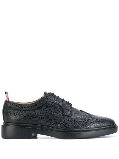 Shop Thom Browne Longwing Leather Brogues In Black