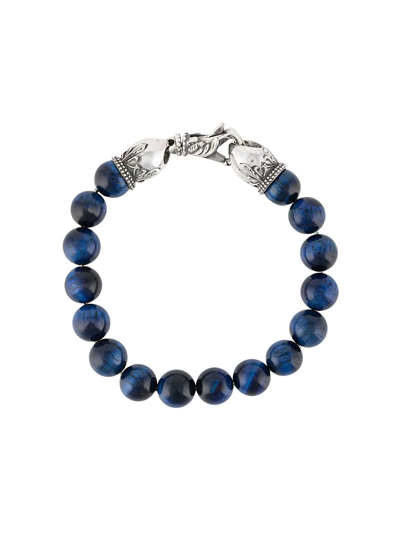 Shop Emanuele Bicocchi Stone-embellished Beaded Bracelet In Blue