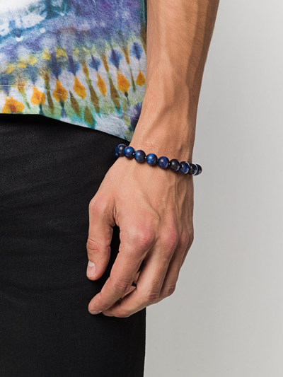 Shop Emanuele Bicocchi Stone-embellished Beaded Bracelet In Blue