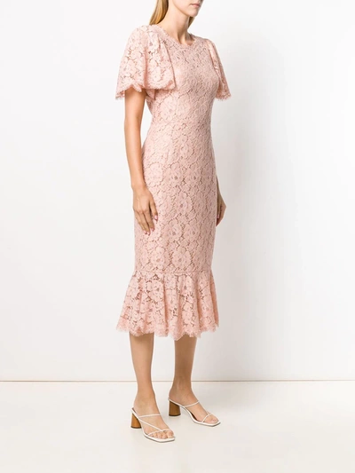 Shop Dolce & Gabbana Floral Lace Fitted Dress In Pink