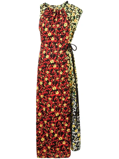 Shop Proenza Schouler Multi Floral Asymmetrical Dress In Poppy Wildflower