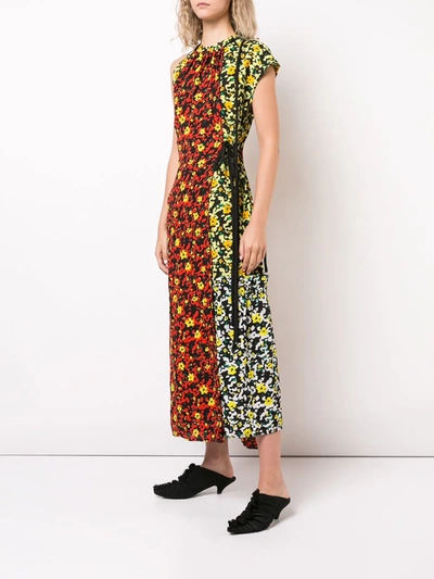 Shop Proenza Schouler Multi Floral Asymmetrical Dress In Poppy Wildflower