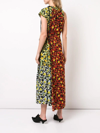 Shop Proenza Schouler Multi Floral Asymmetrical Dress In Poppy Wildflower