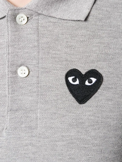 Shop Comme Des Garçons Play Heart Patch Polo Shirt In Grey