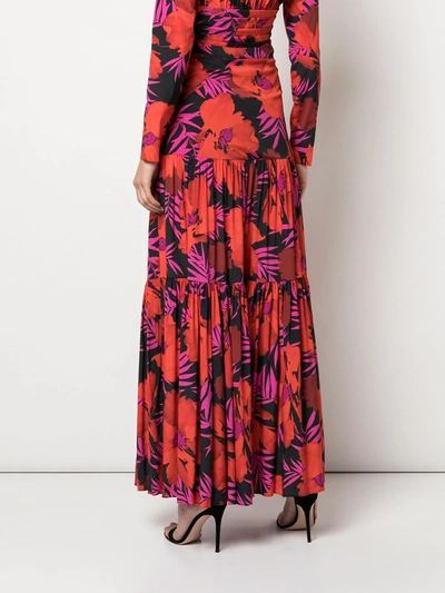 Shop Veronica Beard Serence Poppy-print Maxi Skirt In Red