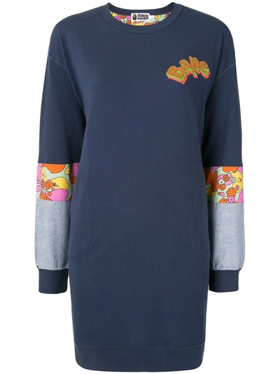 Shop A Bathing Ape Contrast-panel Mini Sweatshirt In Blue