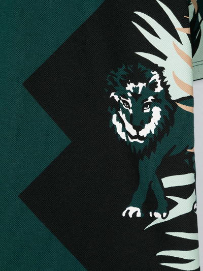 Shop Kenzo Tiger Leaf-print Polo Shirt In Green