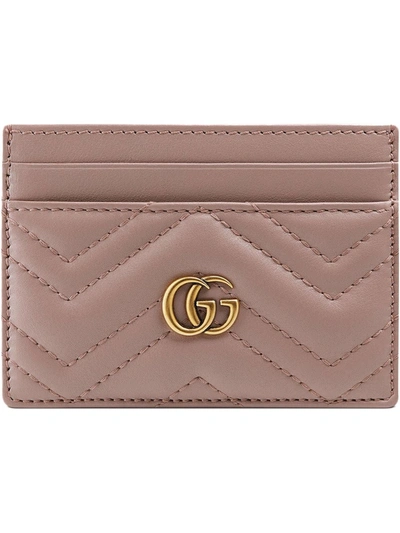 Shop Gucci Gg Marmont Leather Card Holder In Pink